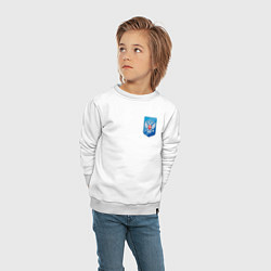 Свитшот хлопковый детский Синий герб России, цвет: белый — фото 2