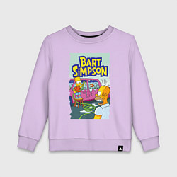 Свитшот хлопковый детский Барт Симпсон устроил из автомобиля аквариум, цвет: лаванда