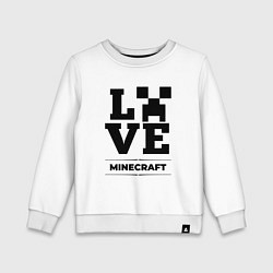 Свитшот хлопковый детский Minecraft love classic, цвет: белый