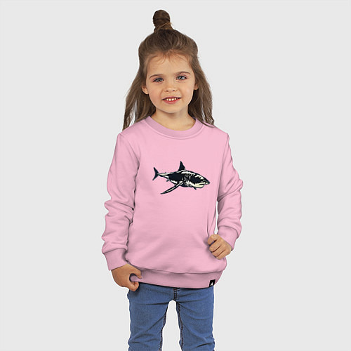 Детский свитшот Акула на белом фоне / Светло-розовый – фото 3