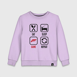 Свитшот хлопковый детский Eat - sleep - Forza Horizon - repeat, цвет: лаванда