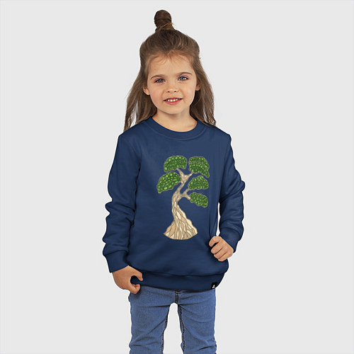 Детский свитшот Бонсай стилизованный в витражной технике / Тёмно-синий – фото 3