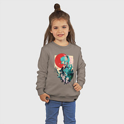 Свитшот хлопковый детский Аяка самурай - Геншин Импакт, цвет: утренний латте — фото 2