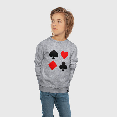 Детский свитшот Четыре масти игральных карт / Меланж – фото 4