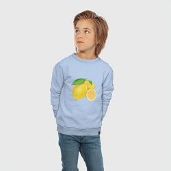 Свитшот хлопковый детский Сочные лимоны, цвет: мягкое небо — фото 2
