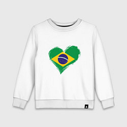 Свитшот хлопковый детский Сердце - Бразилия, цвет: белый