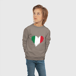 Свитшот хлопковый детский Сердце - Италия, цвет: утренний латте — фото 2