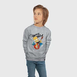 Свитшот хлопковый детский Барт Симпсон - гитарист - heavy metal, цвет: меланж — фото 2