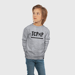 Свитшот хлопковый детский TCPIP Connecting people since 1972, цвет: меланж — фото 2