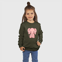 Свитшот хлопковый детский Маленький розовый слоненок, цвет: хаки — фото 2