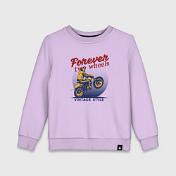 Свитшот хлопковый детский Винтажный стиль мотоциклист, цвет: лаванда