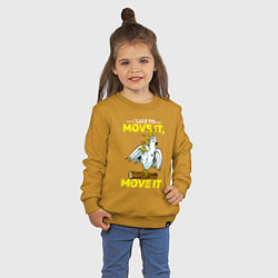 Свитшот хлопковый детский Я люблю двигать телом попугай, цвет: горчичный — фото 2