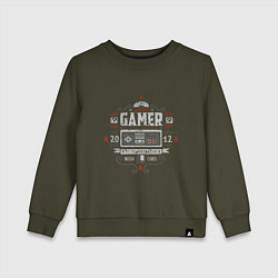 Свитшот хлопковый детский Old classic - NES gamer, цвет: хаки