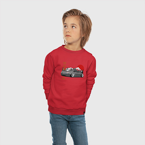 Детский свитшот Nissan 350Z Back View / Красный – фото 4