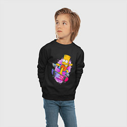 Свитшот хлопковый детский Барт Симпсон на скейтборде - Eat my shorts!, цвет: черный — фото 2