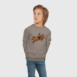 Свитшот хлопковый детский Наездник на лошади, цвет: утренний латте — фото 2