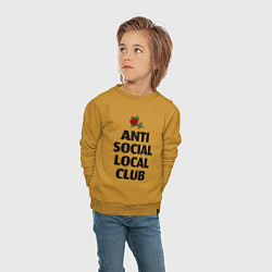 Свитшот хлопковый детский Anti social local club, цвет: горчичный — фото 2