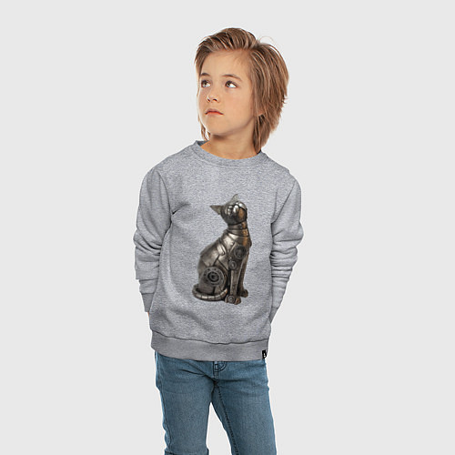 Детский свитшот Металлическая статуэтка кошки / Меланж – фото 4