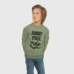 Свитшот хлопковый детский Jimmy Page - Led Zeppelin - legend, цвет: авокадо — фото 2