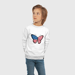 Свитшот хлопковый детский Бабочка - США, цвет: белый — фото 2
