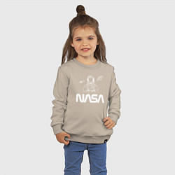 Свитшот хлопковый детский Nasa - космонавт, цвет: миндальный — фото 2