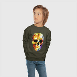 Свитшот хлопковый детский Color skull - sketch, цвет: хаки — фото 2