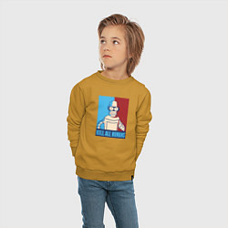 Свитшот хлопковый детский Bender Futurama, цвет: горчичный — фото 2