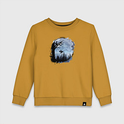 Свитшот хлопковый детский Лисичка на качелях, цвет: горчичный