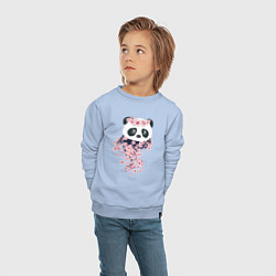 Свитшот хлопковый детский Панда в сакуре, цвет: мягкое небо — фото 2