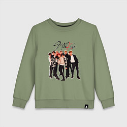 Свитшот хлопковый детский Bang Chan Lee Know Changbin Hyunjin Han Felix Seun, цвет: авокадо