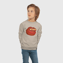 Свитшот хлопковый детский Лягушонок Пепе смотрит на огонь, цвет: миндальный — фото 2