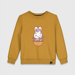 Свитшот хлопковый детский Кролик в ванне, цвет: горчичный