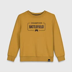 Свитшот хлопковый детский Battlefield gaming champion: рамка с лого и джойст, цвет: горчичный
