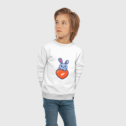 Детский свитшот Кролик и сердечко / Белый – фото 4