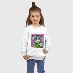 Свитшот хлопковый детский Зеленоглазое котэ виртуального мира, цвет: белый — фото 2
