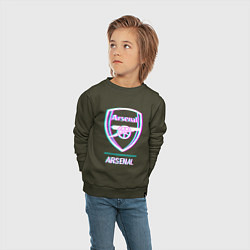 Свитшот хлопковый детский Arsenal FC в стиле glitch, цвет: хаки — фото 2