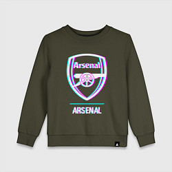 Свитшот хлопковый детский Arsenal FC в стиле glitch, цвет: хаки