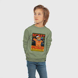 Свитшот хлопковый детский Нападение тыквы, цвет: авокадо — фото 2