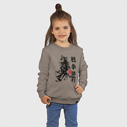 Свитшот хлопковый детский Самурай с мечом в шлеме, цвет: утренний латте — фото 2