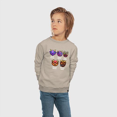 Детский свитшот Geometry Dash different demons / Миндальный – фото 4