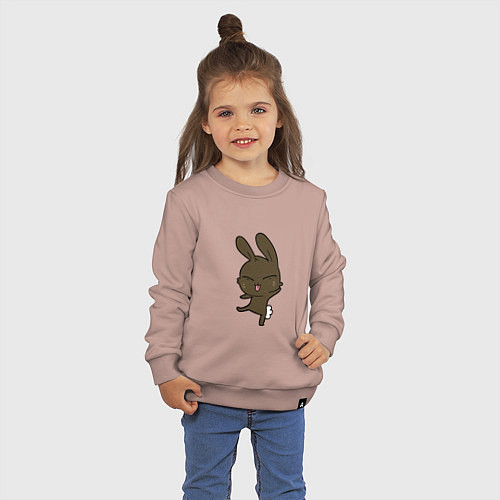 Детский свитшот Прикольный кролик / Пыльно-розовый – фото 3