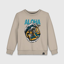 Свитшот хлопковый детский Зевс серфингист, цвет: миндальный