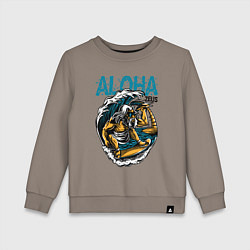 Свитшот хлопковый детский Зевс серфингист, цвет: утренний латте