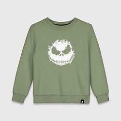 Свитшот хлопковый детский Jack Skellington face, цвет: авокадо