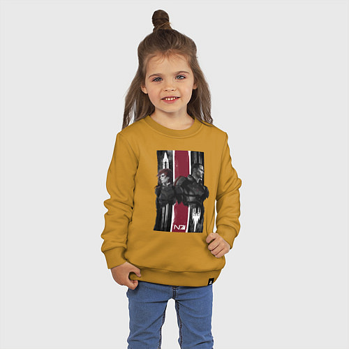 Детский свитшот Mass Effect N7 - Shepard / Горчичный – фото 3