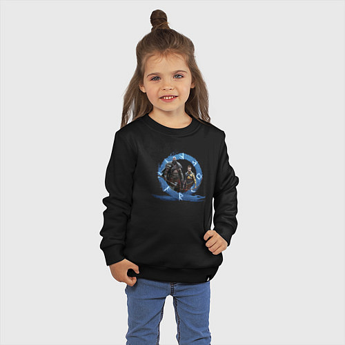 Детский свитшот Сын и отец GoW Ragnarok / Черный – фото 3