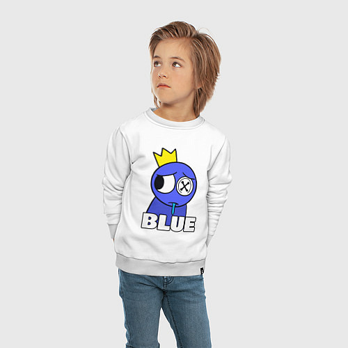 Детский свитшот Радужные друзья грустный Синий / Белый – фото 4