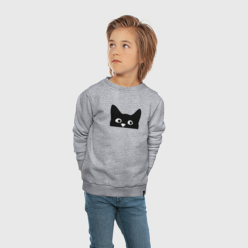 Детский свитшот Морда выглядывающего кота / Меланж – фото 4