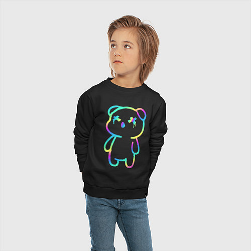 Детский свитшот Cool neon bear / Черный – фото 4