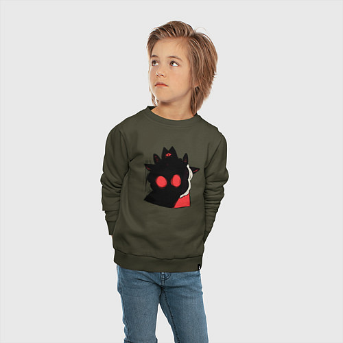 Детский свитшот Cult of the Lamb - Овечка в испуге / Хаки – фото 4